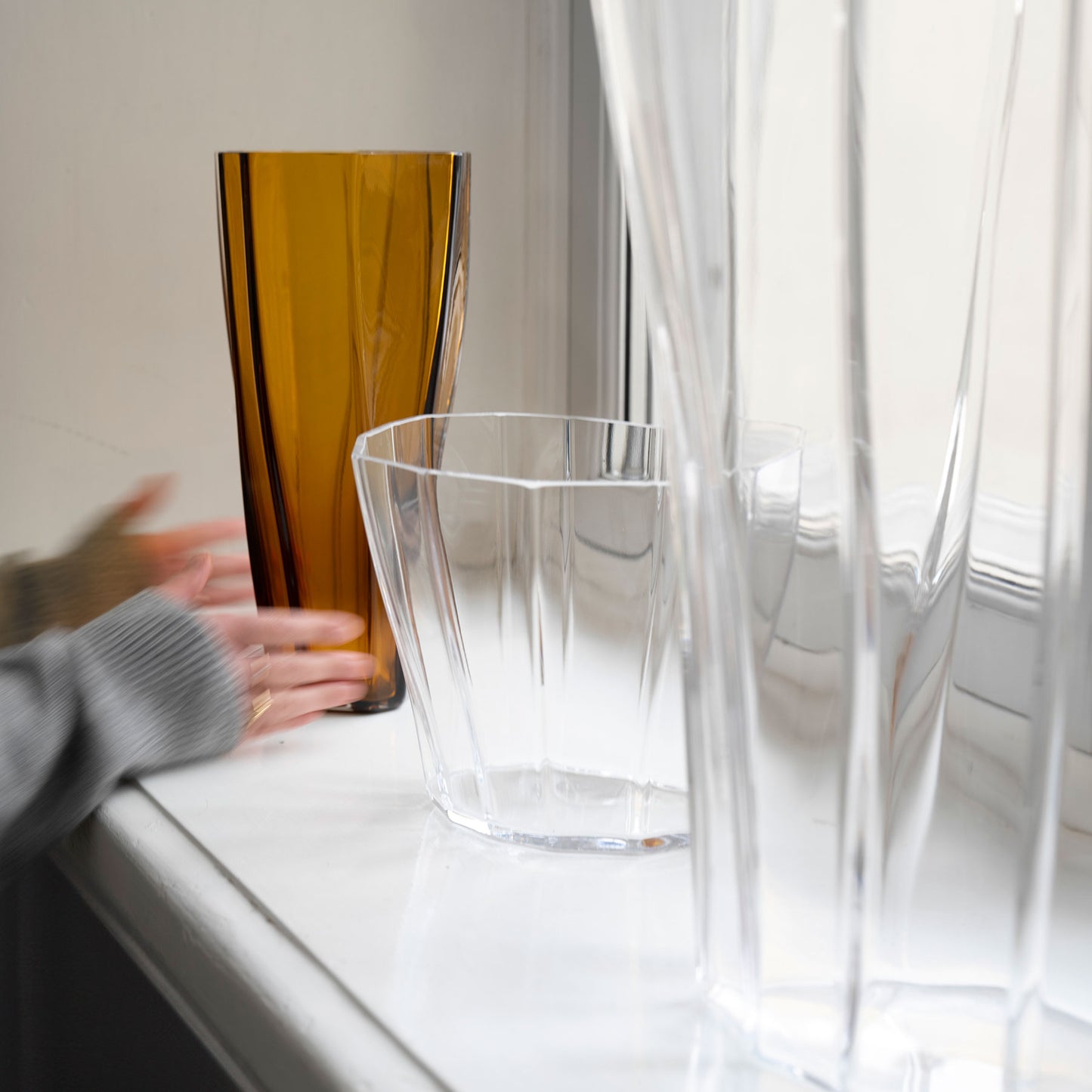 Reed Vase Clear Low