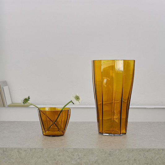 Reed Vase Amber Low