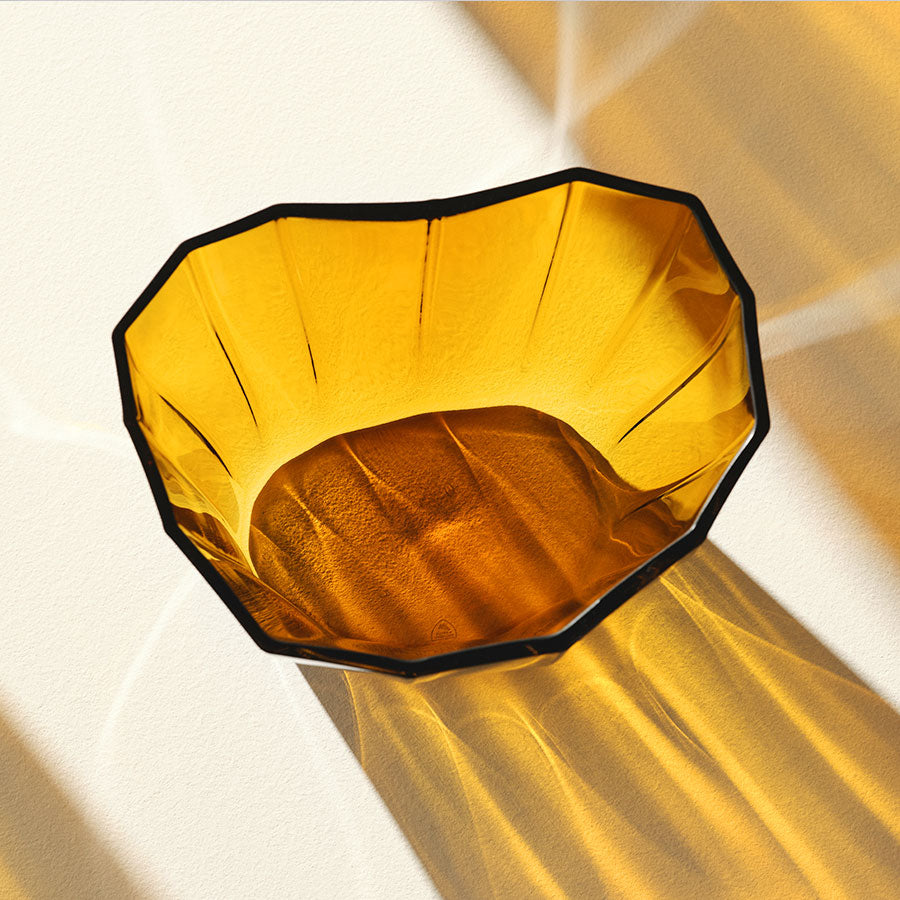 Reed Vase Amber Low