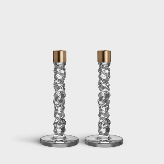 Carat Candlestick Brass Medium - Set of 2