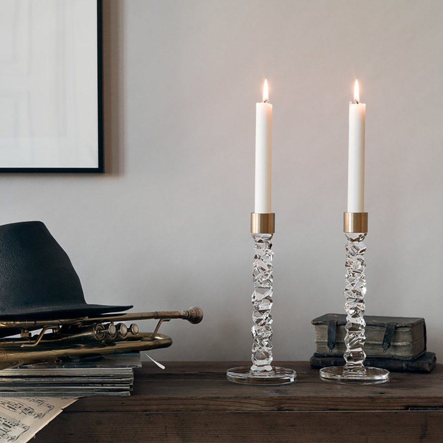 Carat Candlestick Brass Small - Set of 2