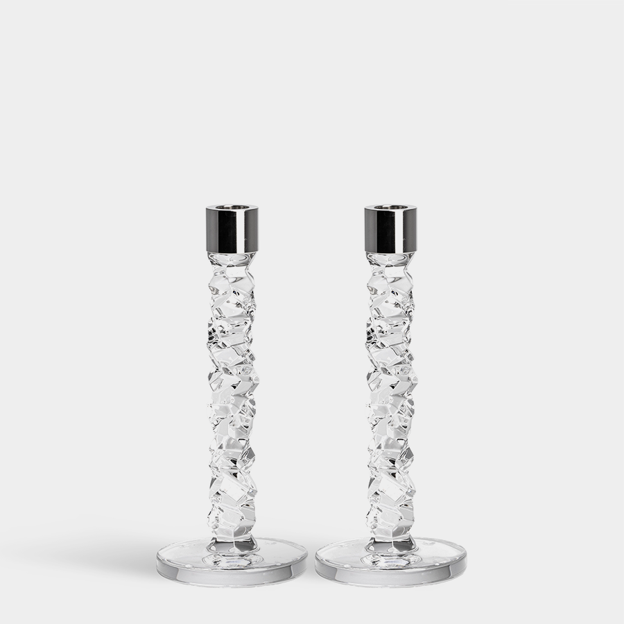 Carat Candlestick Silver Medium - Set of 2