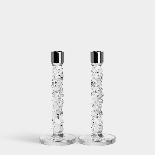 Carat Candlestick Silver Medium - Set of 2