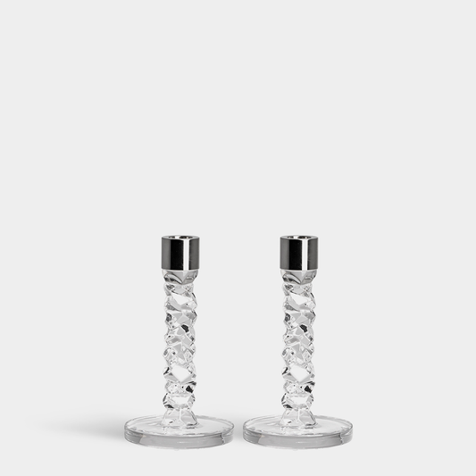 Carat Candlestick Silver Small - Set of 2