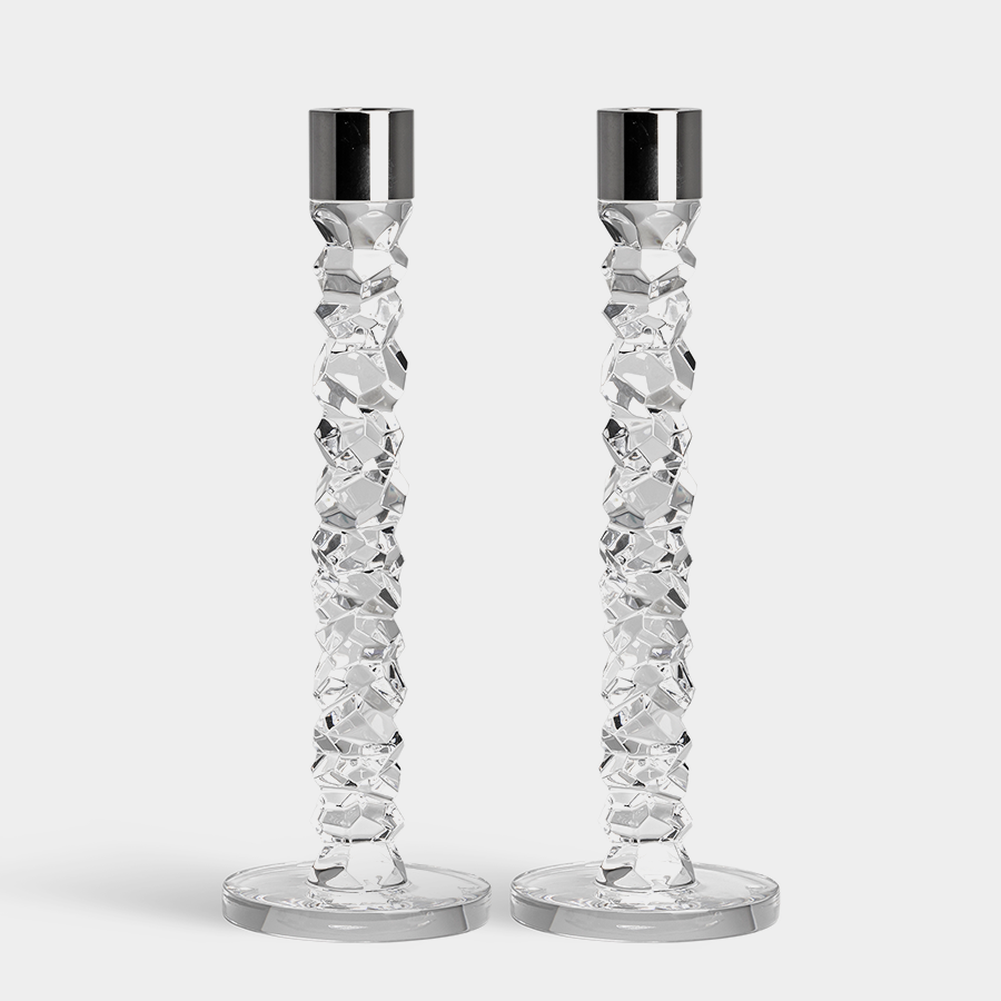 Carat Candlestick Silver Large - Set of 2