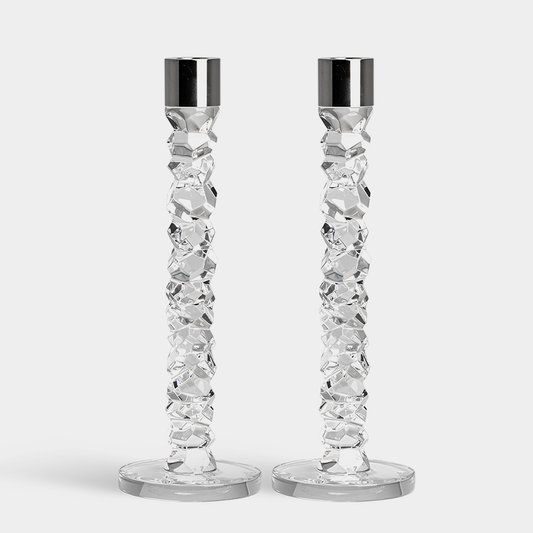 Carat Candlestick Silver Large - Set of 2