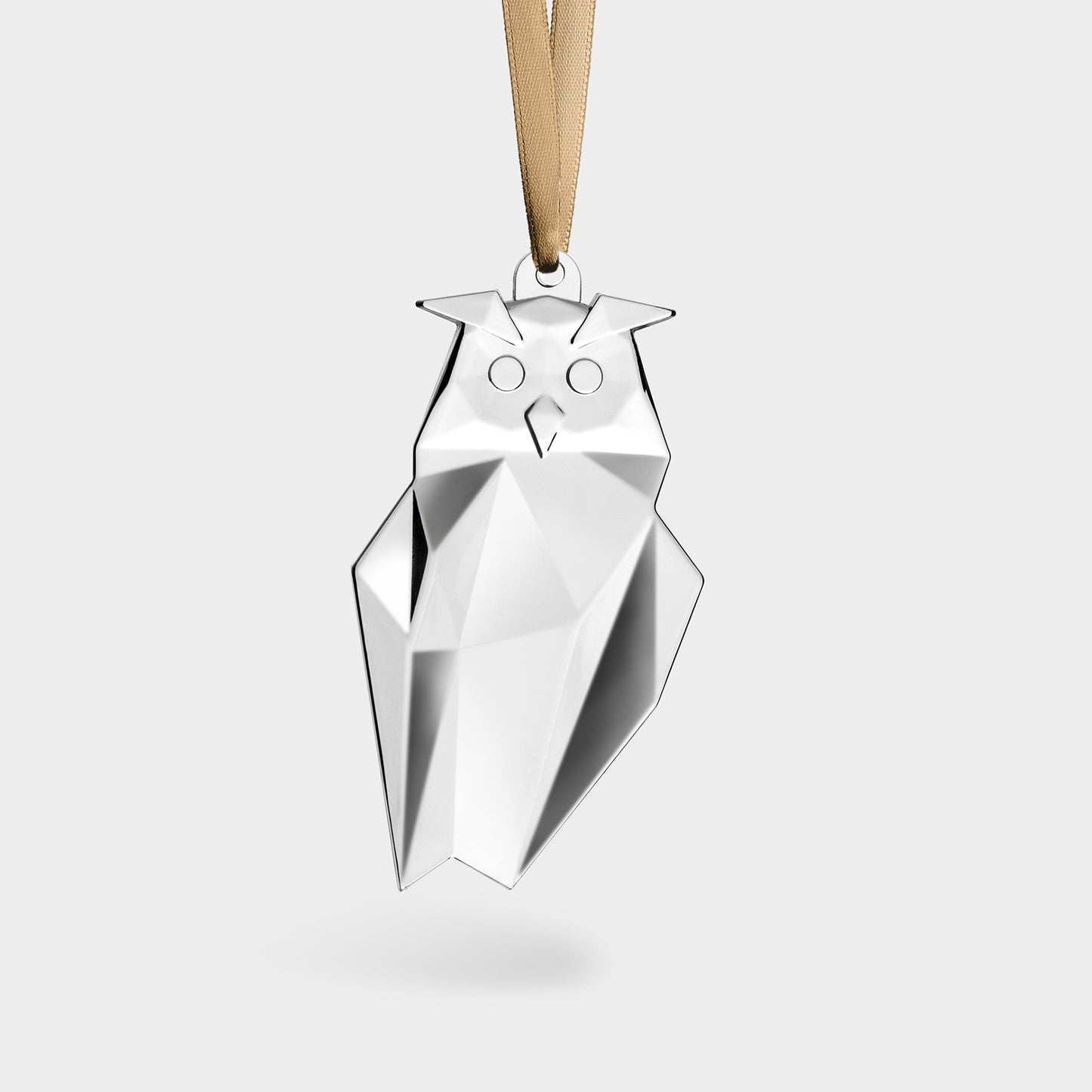 Crystal owl ornament hanging on a white background