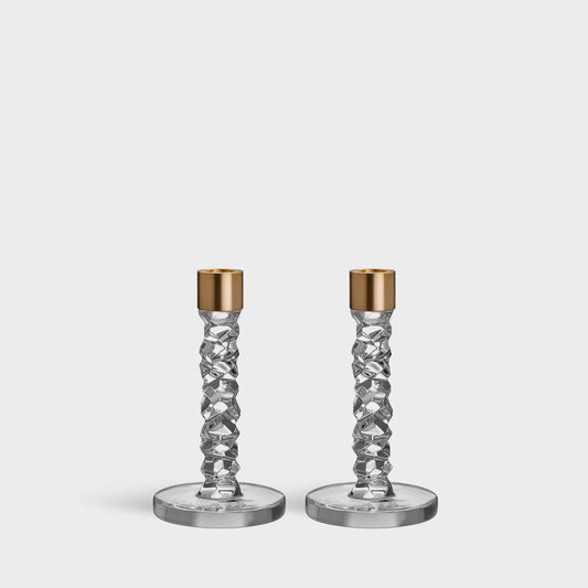 Carat Candlestick Brass Small - Set of 2