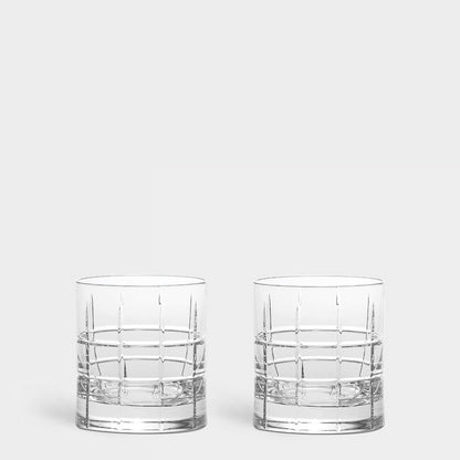 Two Street Old Fashioned Glass with grid shaped crystal cuts