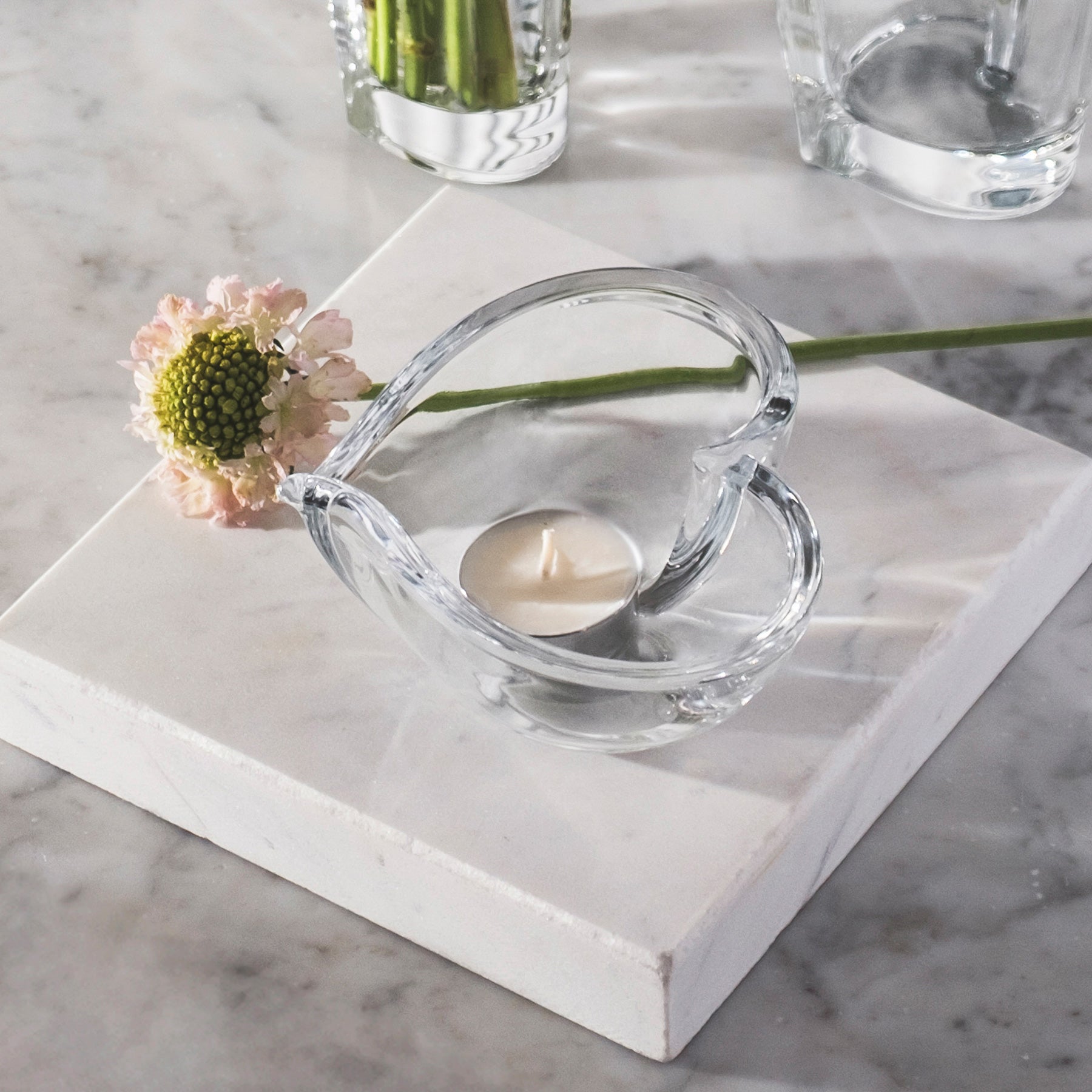 Orrefors Heart Bowl Votive Candle Tea Light Candy Heart-shaped