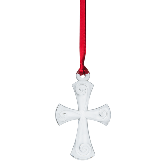 Holly Days Cross Ornament Clear